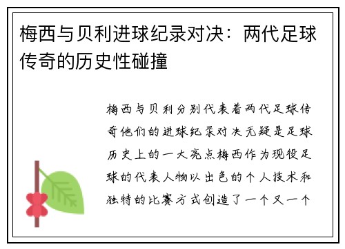 梅西与贝利进球纪录对决:两代足球传奇的历史性碰撞 梅西与贝利进球纪录对决:两代足球传奇的历史性碰撞